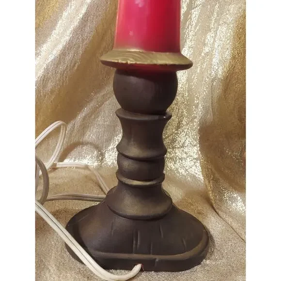 Vintage Pair 1960's Blow Mold Plastic Christmas Candle Holder Flame Bulb READ - Picture 9 of 16